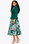 Royal Elegance Jacket & Midi Dress Set(Green)