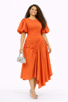 Sunset Goddess Ruched Midi Dress