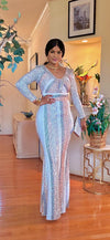 MULTI SQUINS LONGSLEEVE MAXI DRESS(MULTI SILVER)