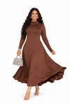 Mocha Turtleneck Flowy Maxi