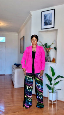  Bold Pink 3D Floral Embellished Blazer Jacket(PREORDER ONLY)