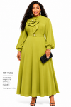 Elegance Belted Maxi Dress(Lime green)