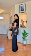 2 PIECES GOLDEN EMBER SIMMER SLEEVELESS PANT SET(BLACK)