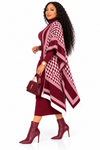 PREORDER 41- WINE -2PIECE PONCHO SWEATER DRESS.