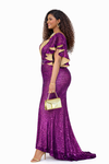 Ama Luxe Rhinestone Maxi dress(Purple)