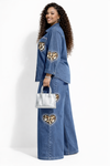 Leopard Luxe Heart Denim Palazzo Set