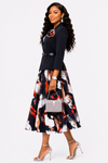 Royal Elegance Jacket & Midi Dress Set(Floral)
