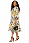 Blooming Grace Floral Midi Dress(Mustard)