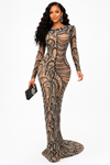 Pearl Majesty Sheer Couture Gown(Black)