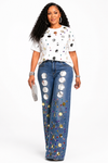 2-piece Luxe Mirror Disc Denim Set