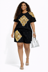 Golden Luxe Embellished Short Set(Black)