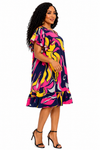 Artistic Flair Ruffle Midi Dress(Multi color)