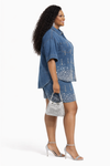Starlight Luxe Denim Short Set(Medium wash)