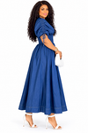 THE DENIM GRACE CORSET MAXI DRESS