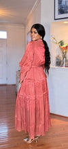 Rosewood Tiered Ruffle Maxi Dress(Burnt orange)