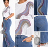 Crystal Wave Stretch Denim Glam Set