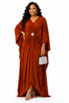 Luxury Muse Satin Kaftan(Burnt orange)