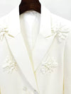 Elegant White 3D Floral Embellished Blazer Jacket(PREORDER ONLY)