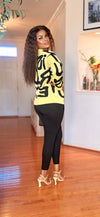 3PCS SWEATER JOGGER KNIT SET(YELLOW/BLACK)