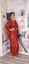 Luxe Royal Satin Kaftan Dress(Burnt orange)