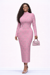Blush Majesty Crystal Luxe Bandage Midi Dress