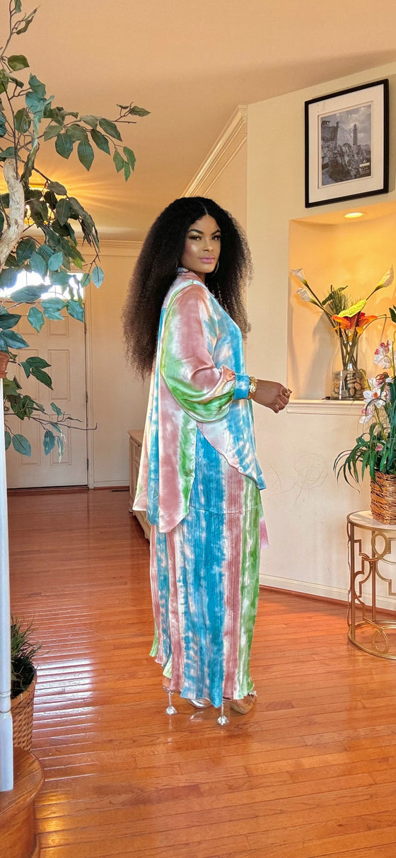 Green Front button-belt top/palazzo pant(PREORDER)