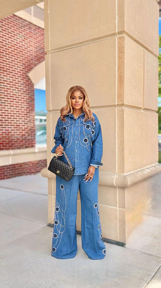 Midnight Galaxy Luxury Denim pants Set