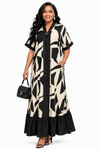 Iconic Flow Maxi Dress(Black/Beige)