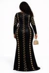 Noire Sovereign Couture Maxi Dress | Luxury Black & Gold Evening Gown