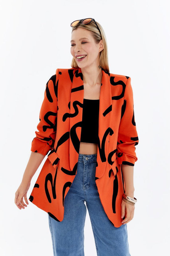 Orange abstract blazer