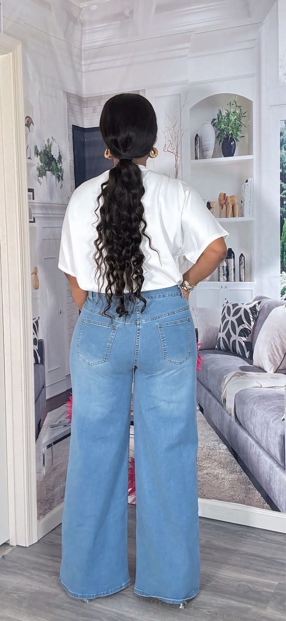 Pink Feather Bloom 2piece Denim Set