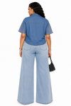 Crystal Glow Denim Palazzo Set