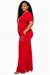 Royal Luxe Crystal Pant Set(Red)