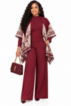 PREORDER 12- WINE 3-PIECE KNIT PANT SET