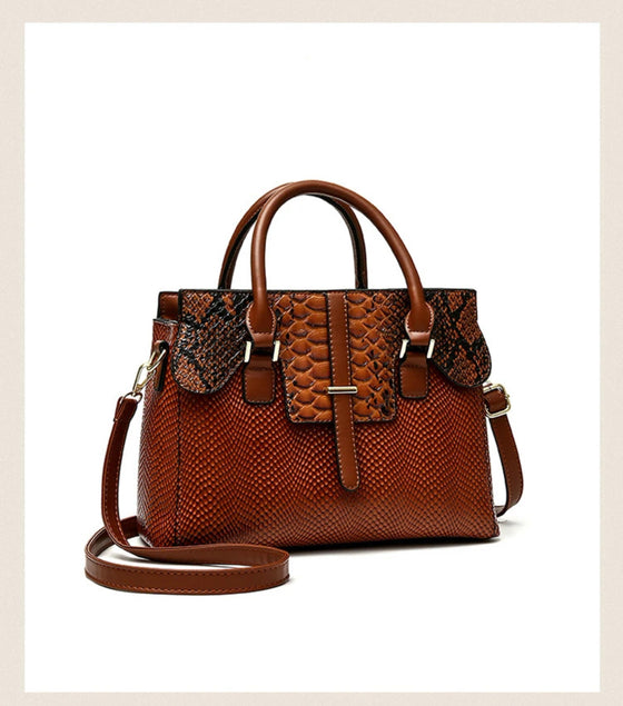 CROCODILE PATTERNS FASHION BAG(BROWN)