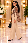 THE WILD ELEGANCE LEOPARD PANT SUIT SET(TAN)