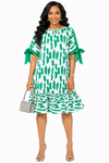 Chic Impression Ruffle Midi Dress(Green)