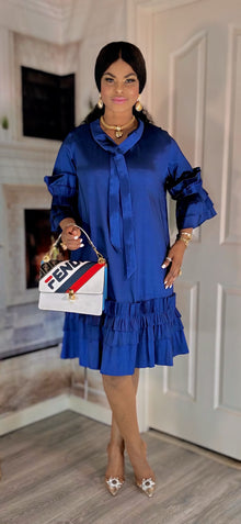  Short sleeve midi dress(Navy Blue)