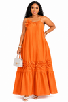 The Garden Bloom Maxi Dress(Orange)