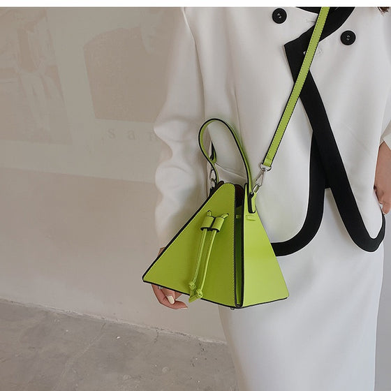 LUXE PYRAMID MINI HANDBAG – NEON GREEN