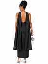 Royal Pearl Scarf Midi Dress(Black)