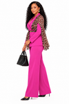 THE WILD ELEGANCE LEOPARD PANT SUIT SET(PINK)