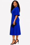 PLEATED ELEGANCE MIDI DRESS( Blue)