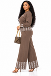 PREORDER 38- BROWN 2PIECE  KNIT PANT SET