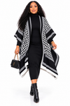 PREORDER 41- BLACK - 2PIECE PONCHO SWEATER DRESS.