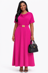 Luxe Draped Belted Maxi Dress(Fuchsia)