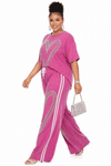 Blush Crystal Heart Luxe Pant Set(Pink)