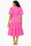 Pink Blossom Tiered Midi Dress