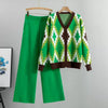 PREORDER 25 GREEN 2- PIECE  KNIT PANT SET