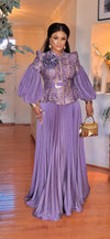 COUTURE 3PCS ELEGANT PUFFY SLEEVES SKIRT SET(PURPLE)